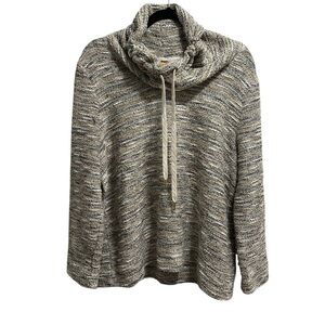 Ruby Rd. metallic boxy cowl neck beachy coastal cozy spring summer sweater